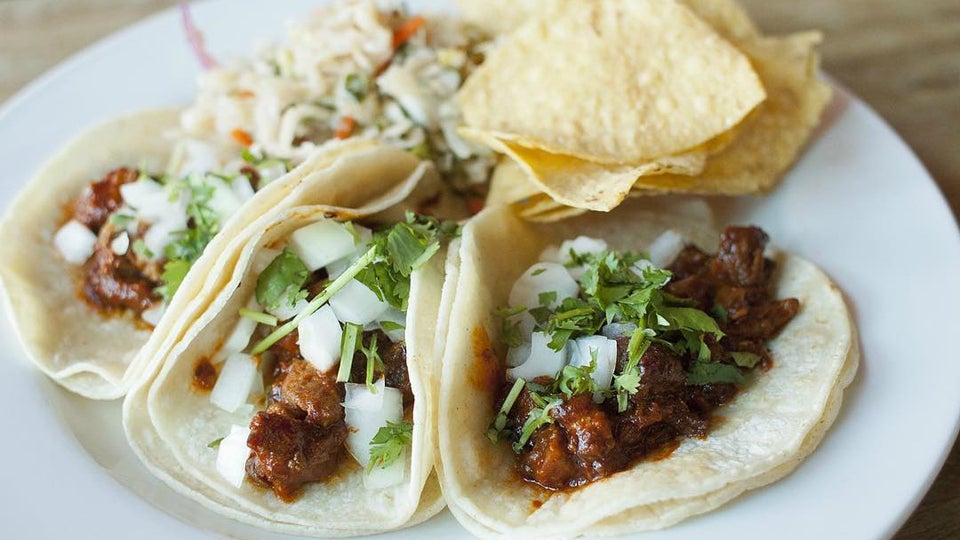 tacos from south restaurant Leavenworth, latin food, pork tacos, brisket tacos