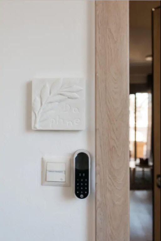remote control keypad that replaces key to gain access into airbnb in the Cutest Airbnb Vacation Rental In Athens, Greece