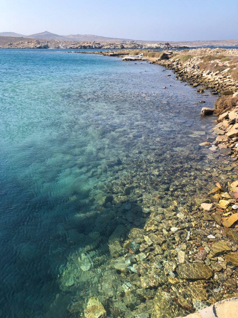 crystal clear waters in the Aegean Sea on Delos Island, best things to do in Mykonos Greece, visit delos island, boat tours to delos island