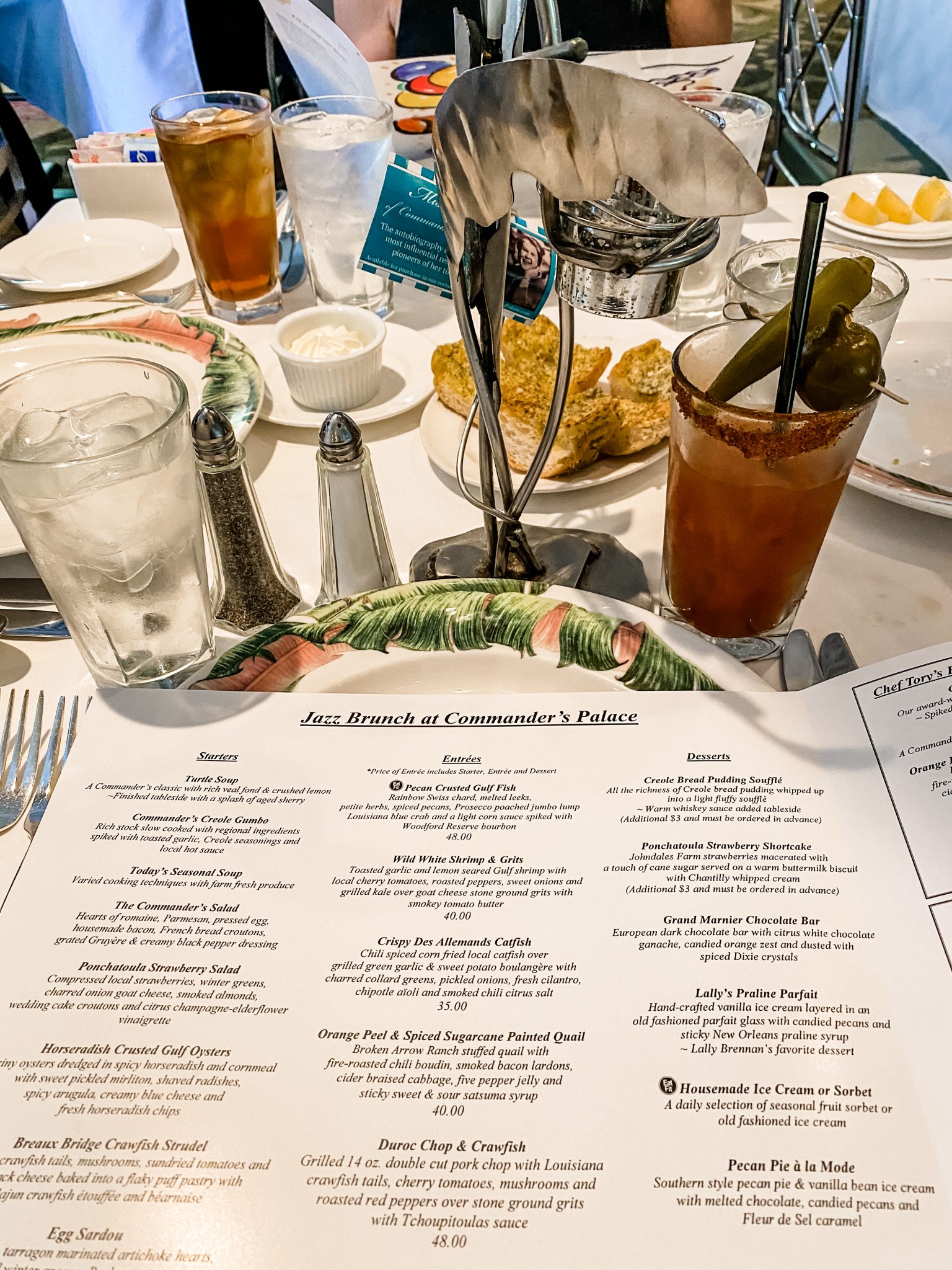 picture of new orleans food and spirits menu