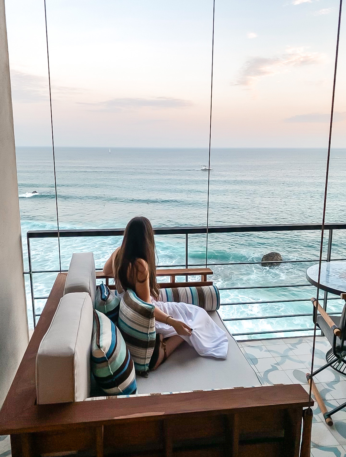 Three travel inspired cocktails from around the world. Sunset views from the balcony of the cape hotel in Cabo San Lucas. Where to stay in Cabo san lucas. Luxury resorts in Cabo San Lucas, Mexico